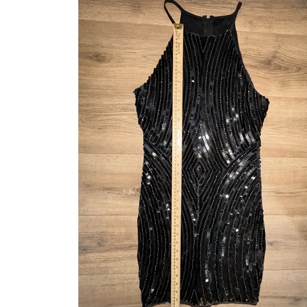Womens Deedee Mini Dress Black Cocktail Dress Sequined‎ Embellished Size Small - Picture 6 of 7